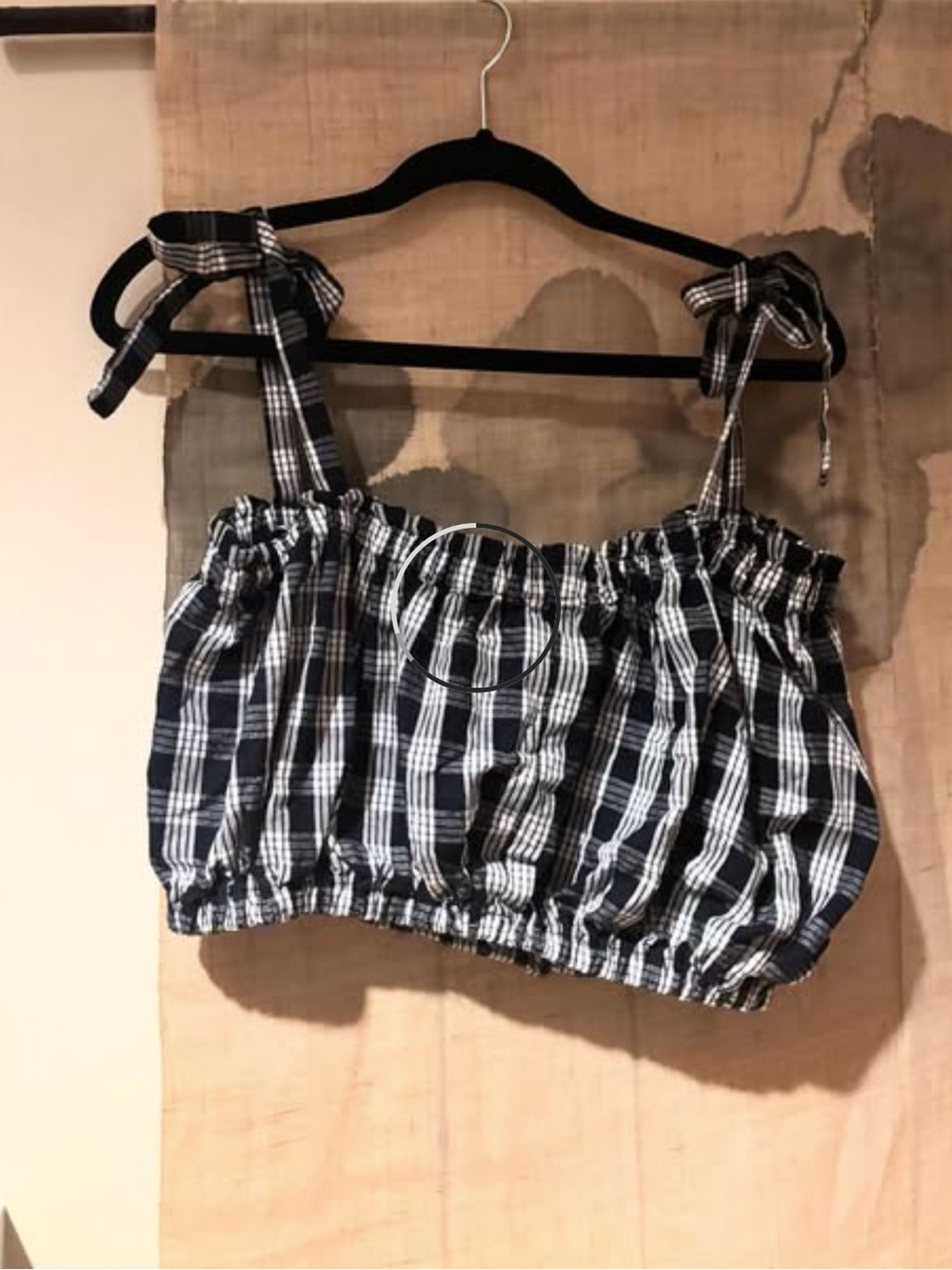 Black and White Palaka Tie-Strap Crop Top